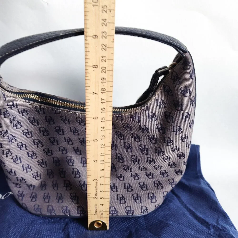 Vintage Dooney &‎ Bourke Bag Signature Y2K 90S Blue Gray Dust Bag Canvas Leather